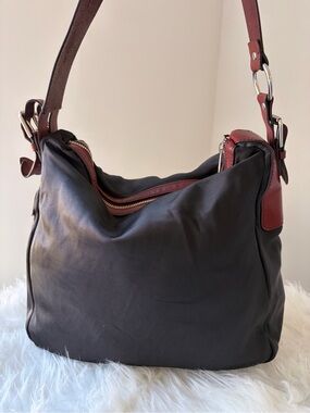 Lauren Ralph Lauren Nylon and Leather Hobo Bag